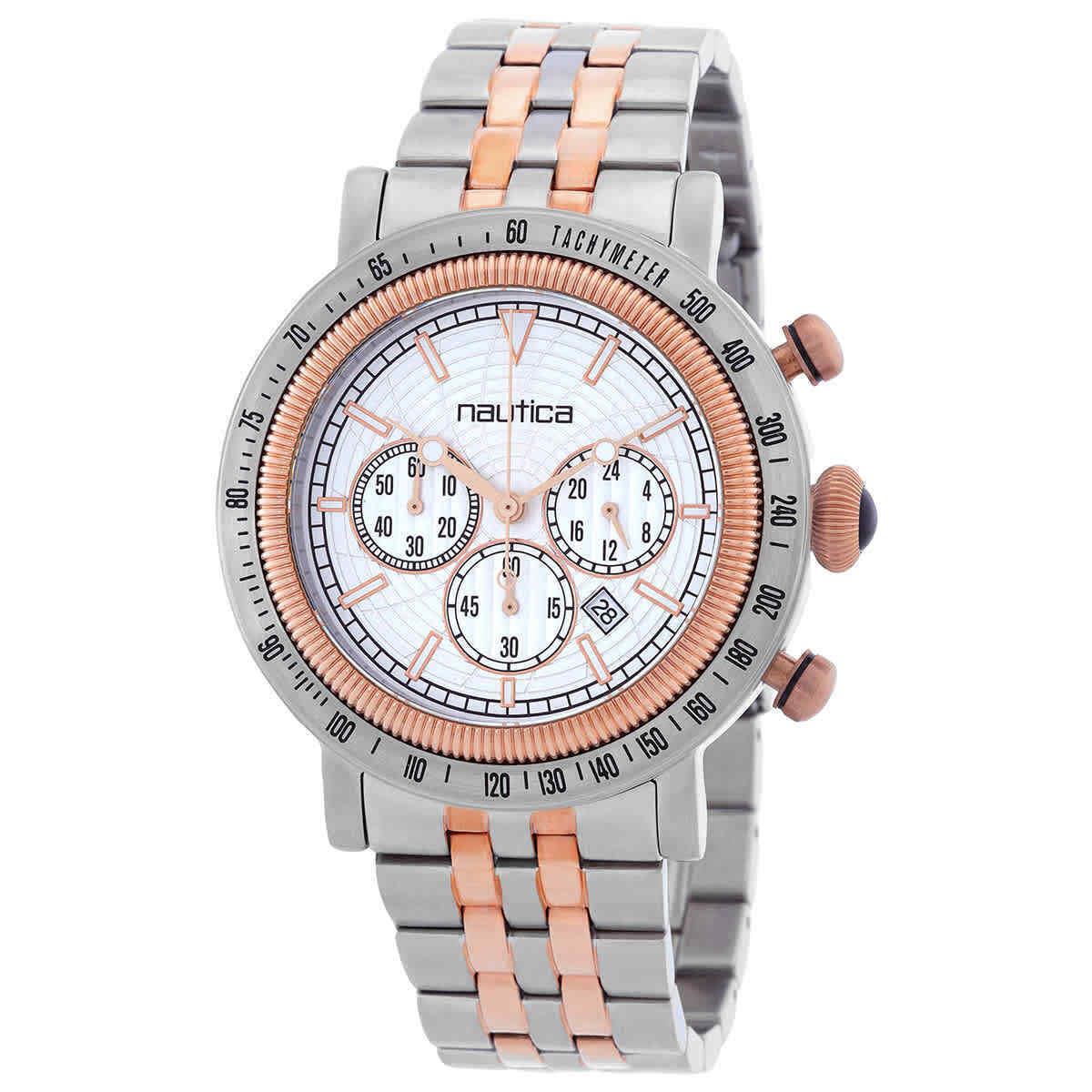 Nautica Spettacolare Chronograph Quartz Silver Dial Men`s Watch NAPSPF204