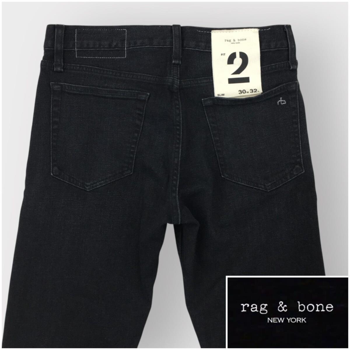 Rag Bone Standard Issue Fit 2 Slim Leg Jeans Mens Size 30x32 Blac Stretch