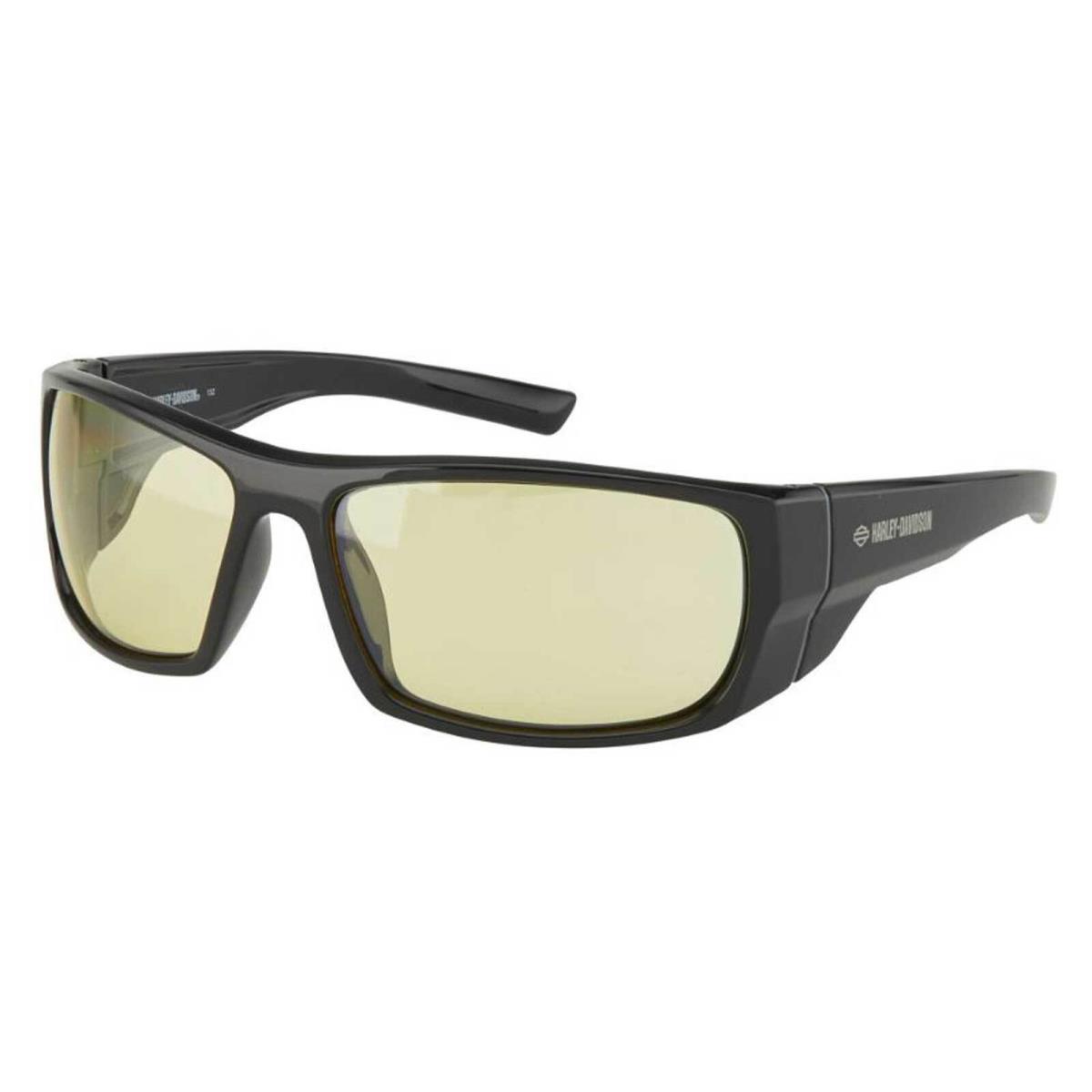 Harley-davidson Men`s Winborn Sunglasses Shiny Black w/ Yellow Hydrophobic Lens