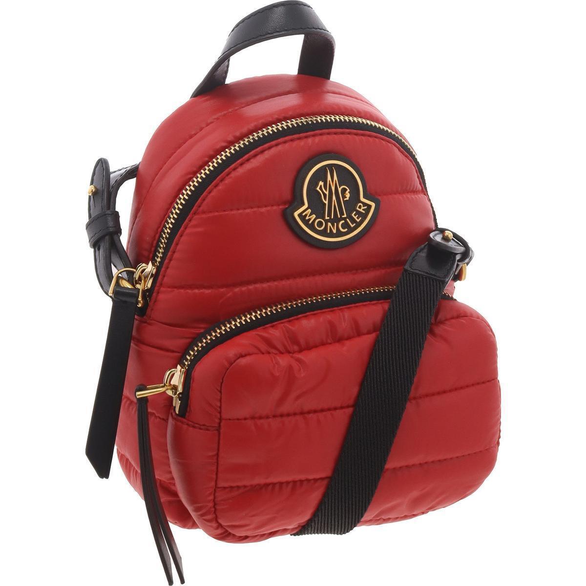 Moncler Womens Kilia Red Quilted Crossbody Backpack Purse Small Bhfo 7324