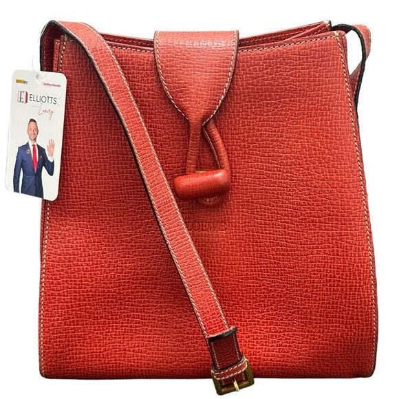 Loewe Pastel Red Pebbled Kelly Sport Style Turn Lock Closure Crossbody Purse