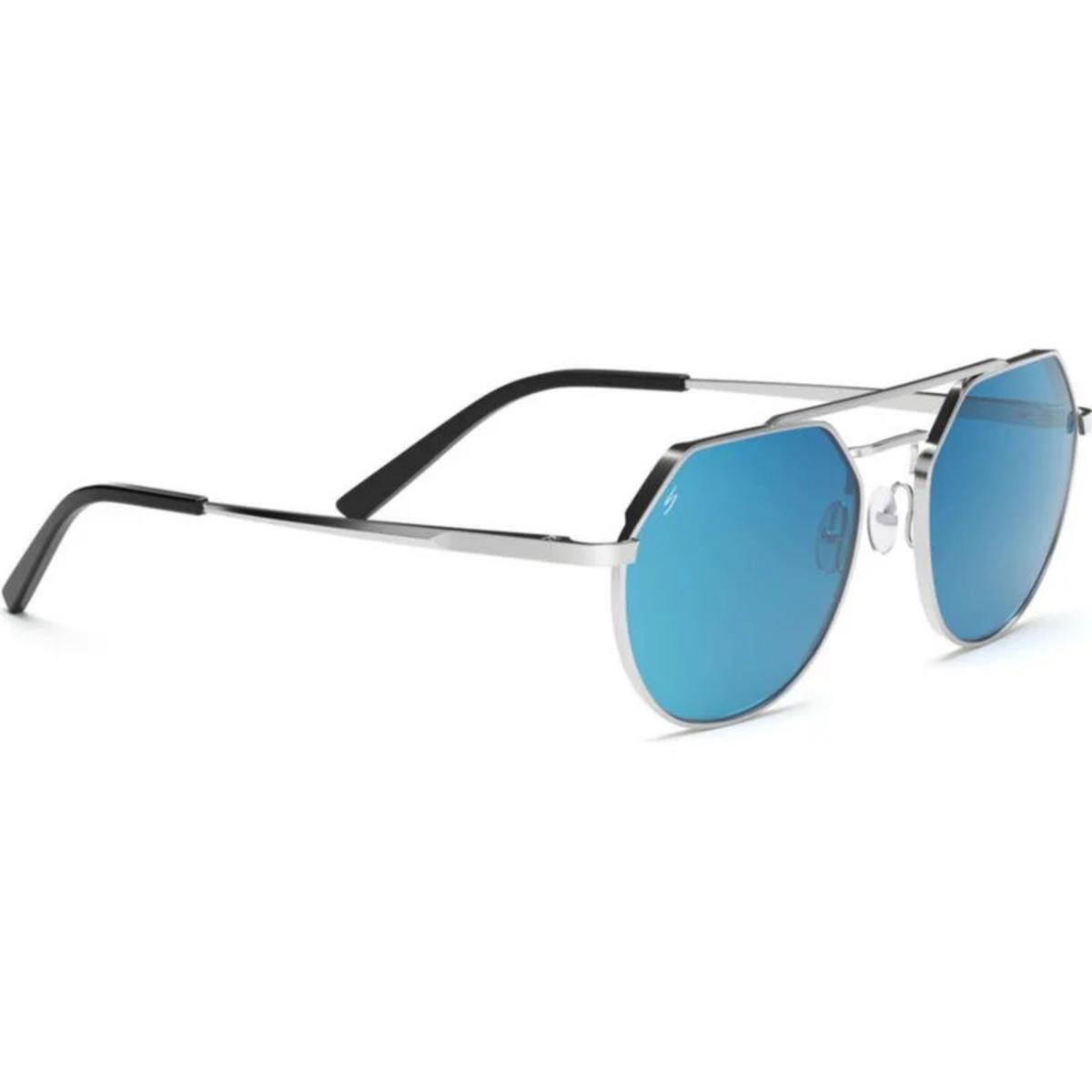 Serengeti Shelby Sunglasses Shiny Silver Saturn Polarized 555nm Blue