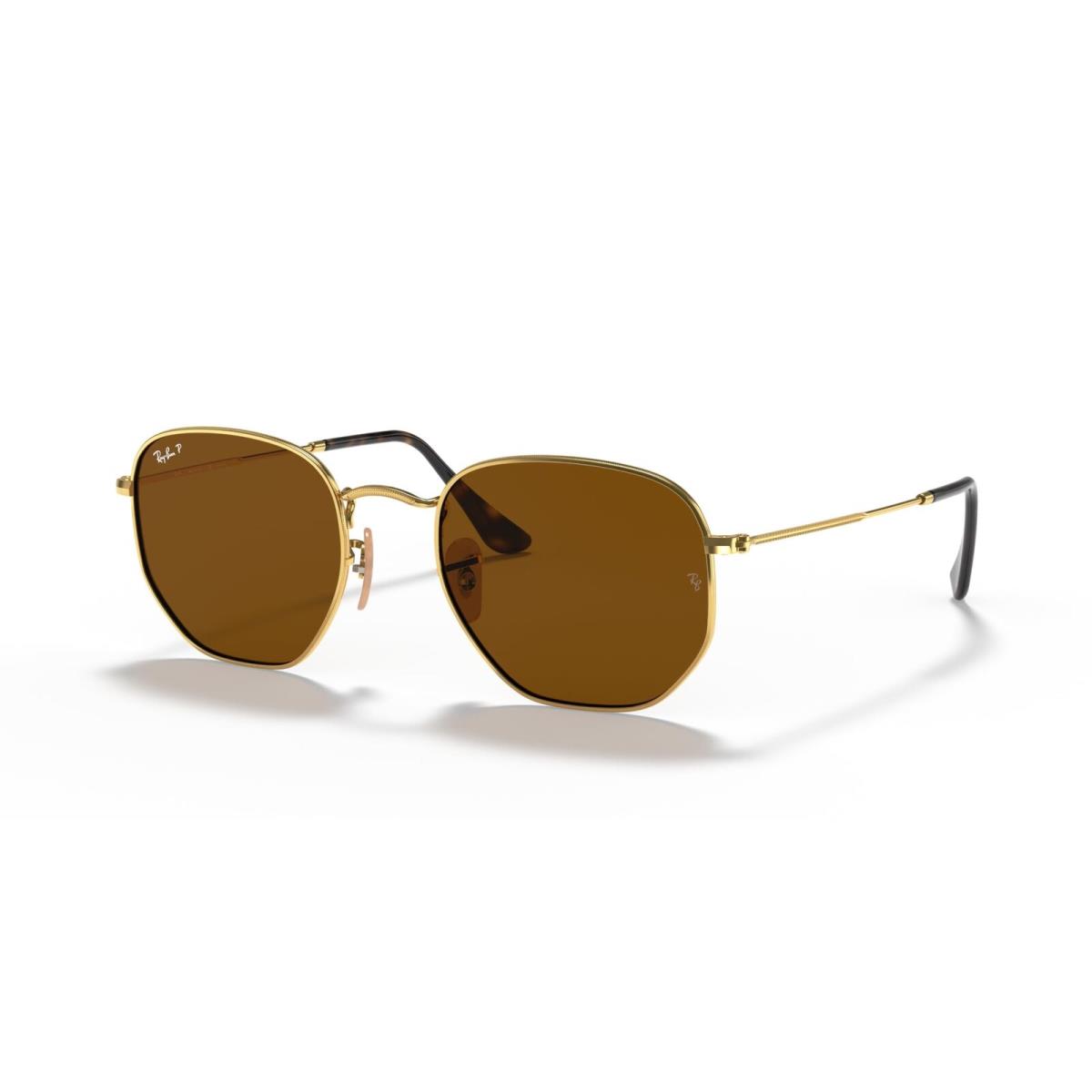 Ray-ban RB3548N Mens Hexagonal Sunglasses Gold/polar Brown