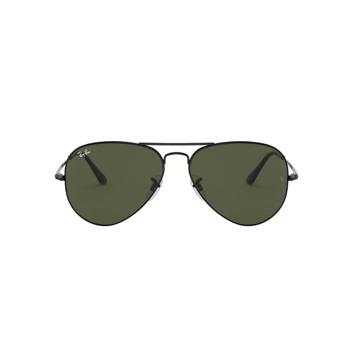 Ray-ban 0Rb3689 Aviator Metal Ii Pilot Sunglasses Black/crystal Green