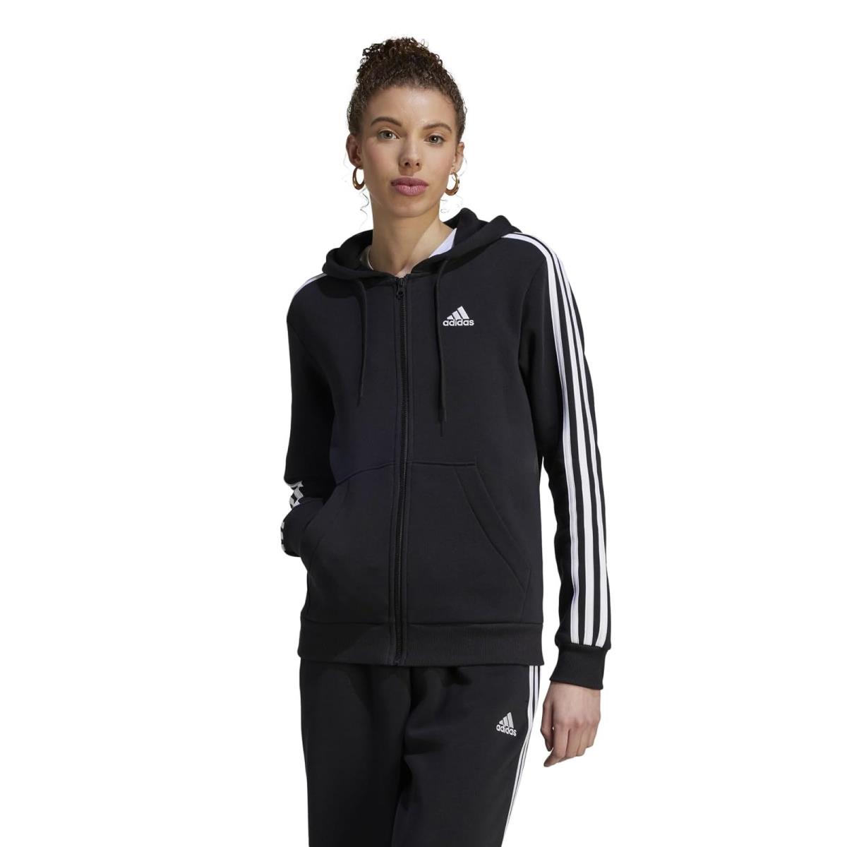 Woman`s Hoodies Sweatshirts Adidas 3-Stripes Fleece Full Zip Hoodie