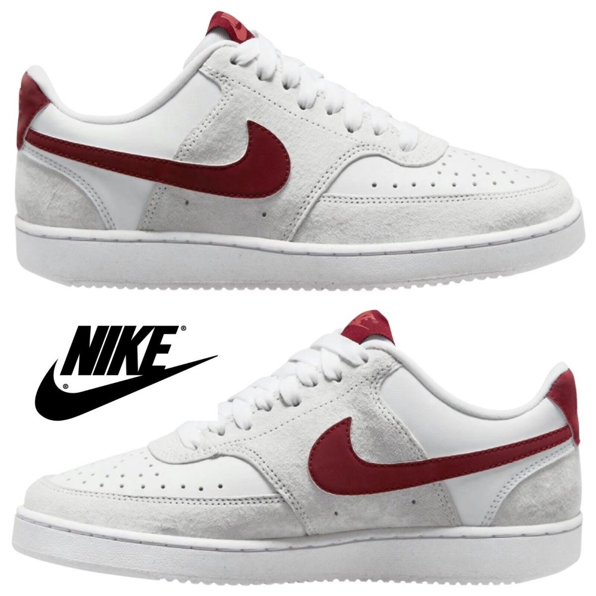 Nike Women`s Court Vision Low Shoes Sneakers Walking Running Training White - White, Manufacturer: White/Team Red/Adobe