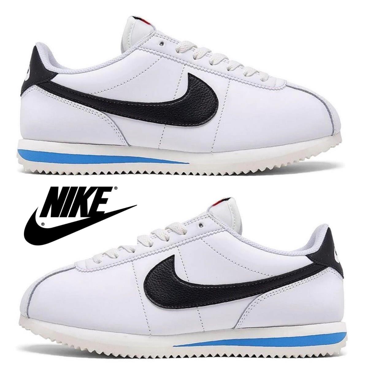 Nike Cortez Men`s Sneakers Casual Athletic Premium Comfort Sport Shoes - White, Manufacturer: White/Black/Light Photo Blue/Sail