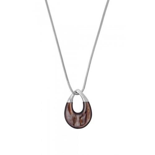 Michael Kors Silver-tone and Brown Color Block Teardrop Pendant MKJ5777040