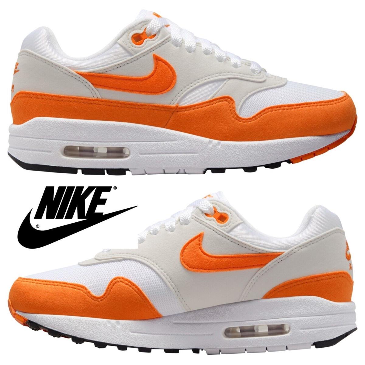 Nike Air Max 1` 87 Women`s Shoes Casual Sneakers Walking Running Trainers Orange Grey/White/Orange