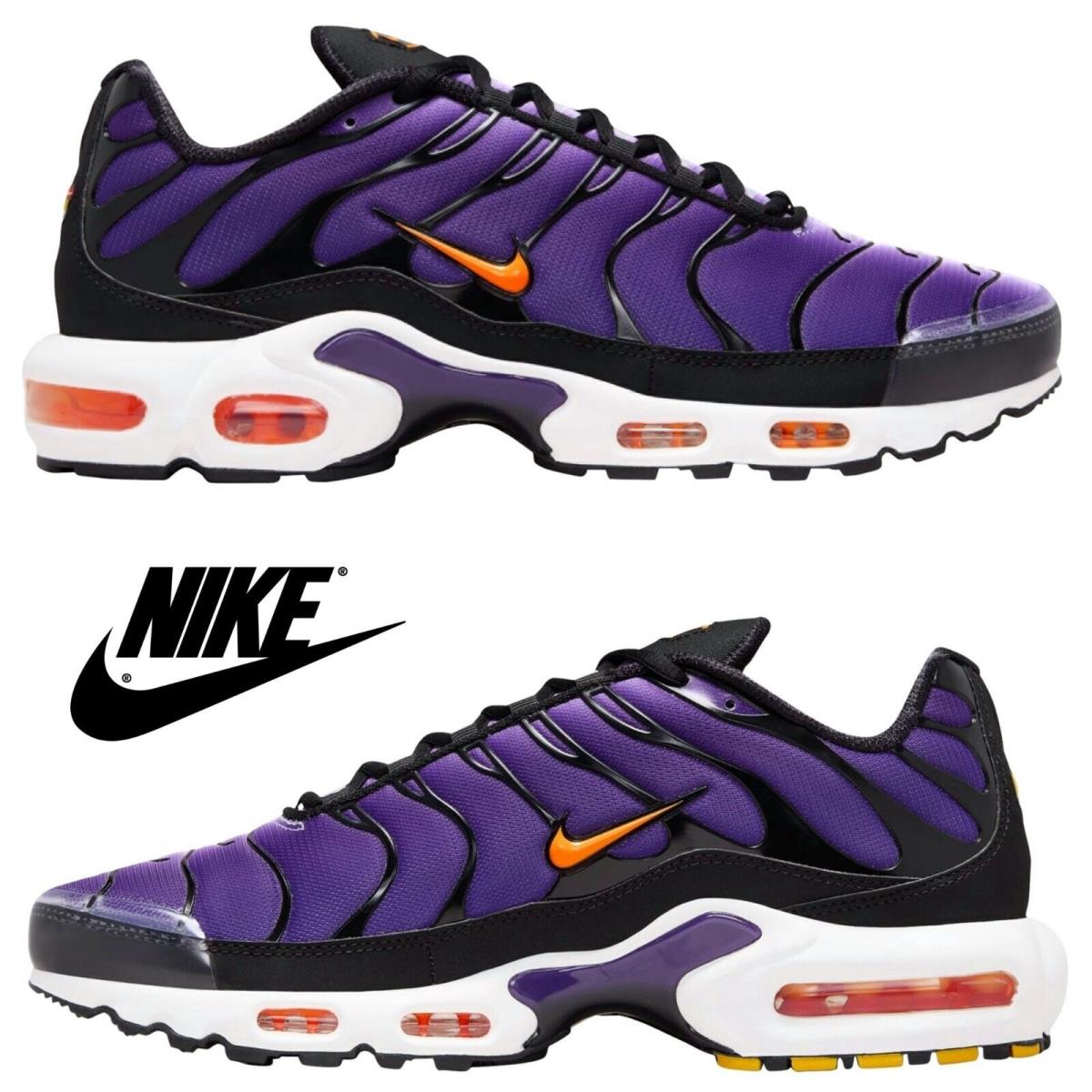 Nike Air Max Plus OG Men`s Sneakers Casual Athletic Premium Comfort Sport Shoes - Purple, Manufacturer: Voltage Purple/Orange