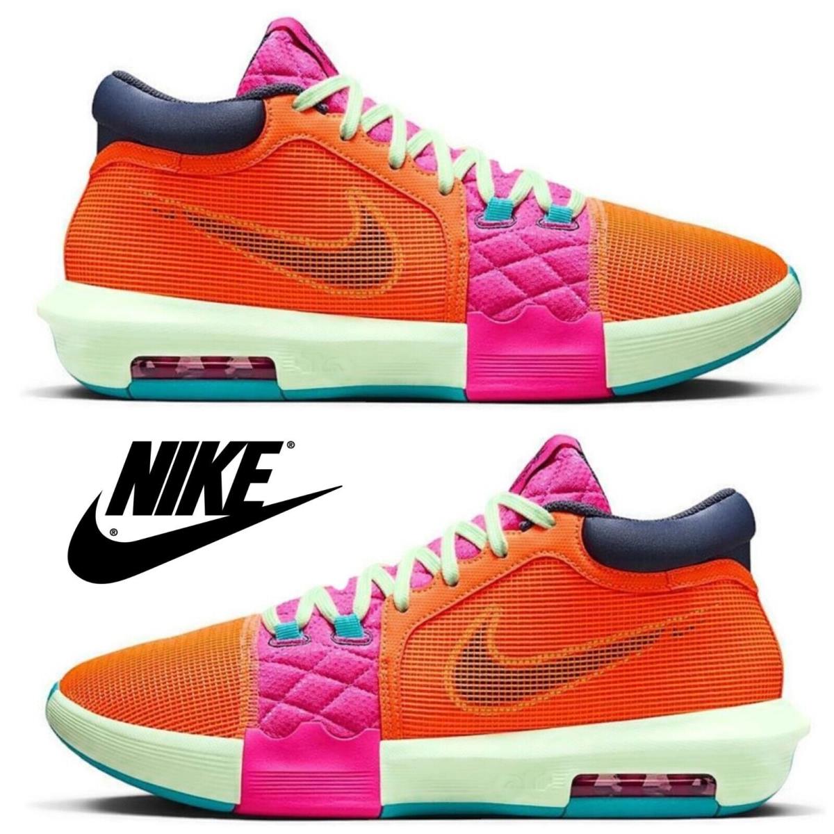 Nike Lebron Witness 8 Men`s Sneakers Casual Athletic Premium Basketball Shoes - Orange, Manufacturer: Total Orange/Laser Fuchsia/Vapor Green/Thunder Blue