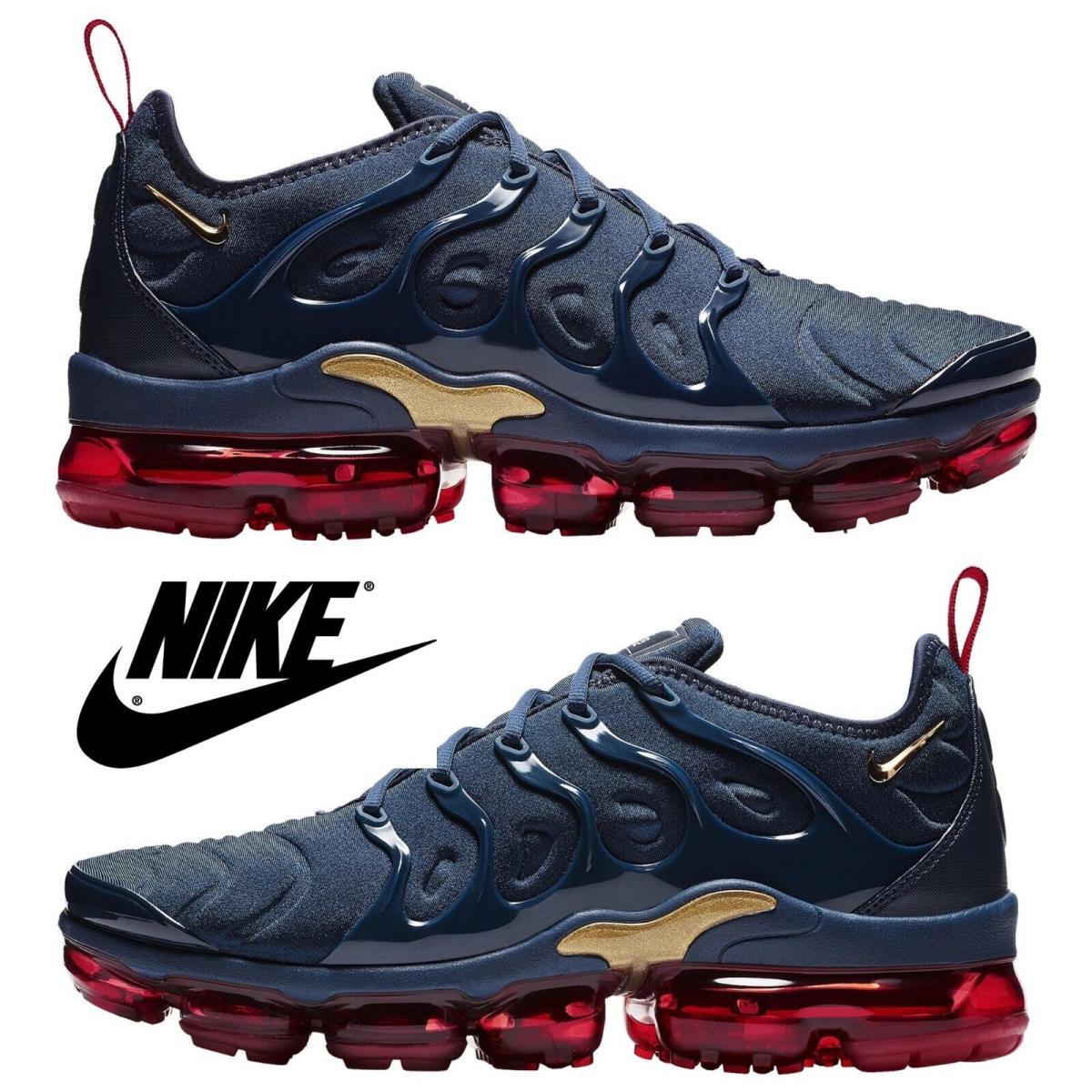 Nike Air Vapormax Plus Men`s Sneakers Athletic Running Comfort Sport Shoes Blue - Blue, Manufacturer: Midnight Navy/Metallic Gold/Black