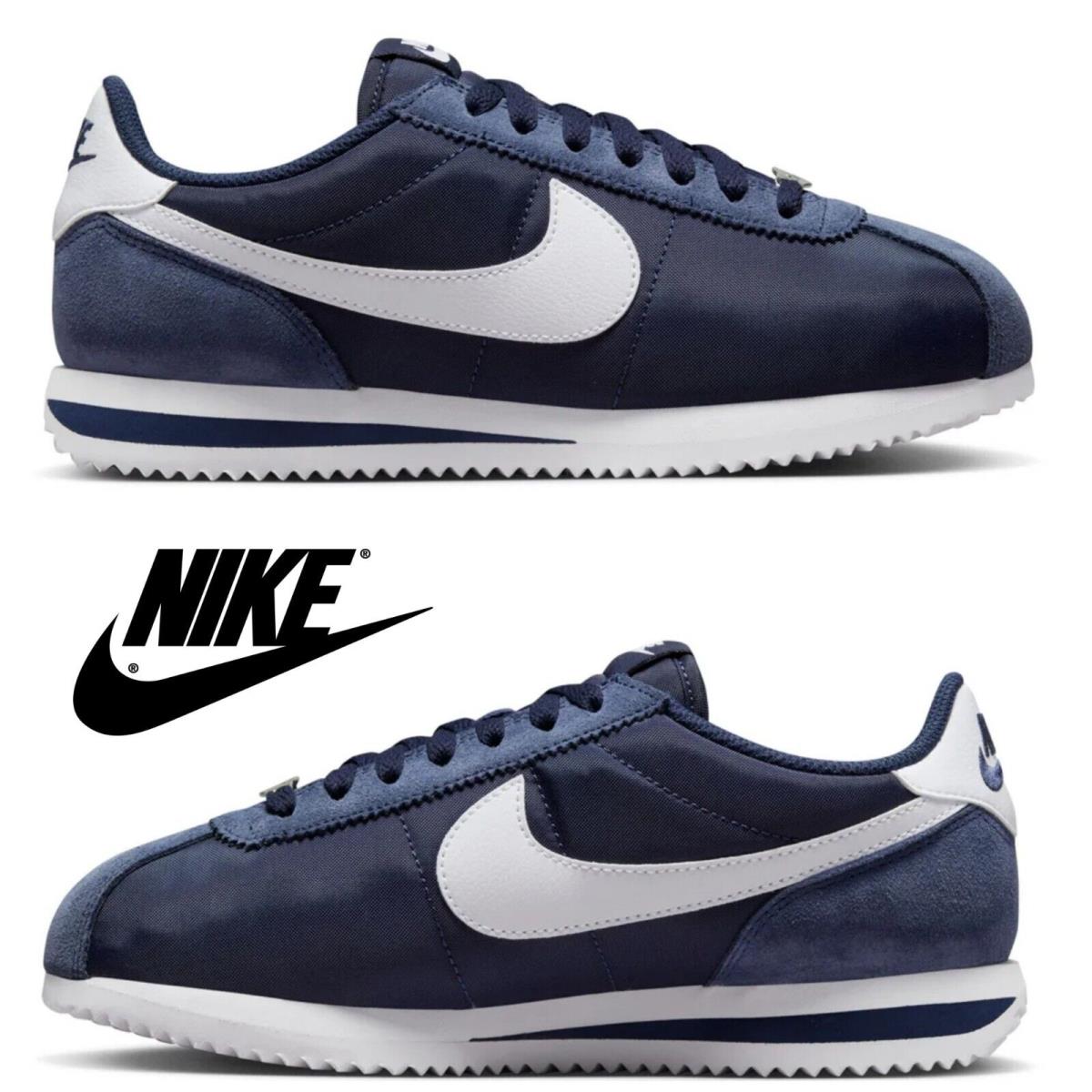 Nike Cortez Women`s Casual Shoes Comfort Sneakers Nylon White Blue - Blue, Manufacturer: (Nylon) Midnight Navy/White