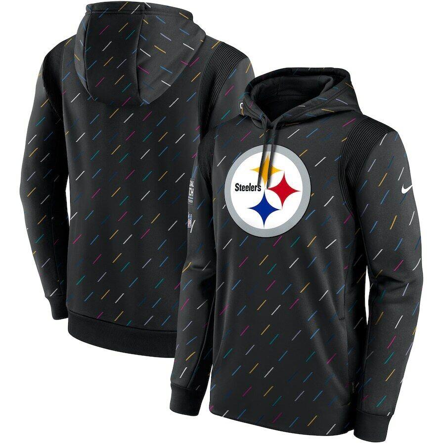 Nike Nfl Pittsburgh Steelers Crucial Catch Pullover Hoodie Charcoal 2021 Black