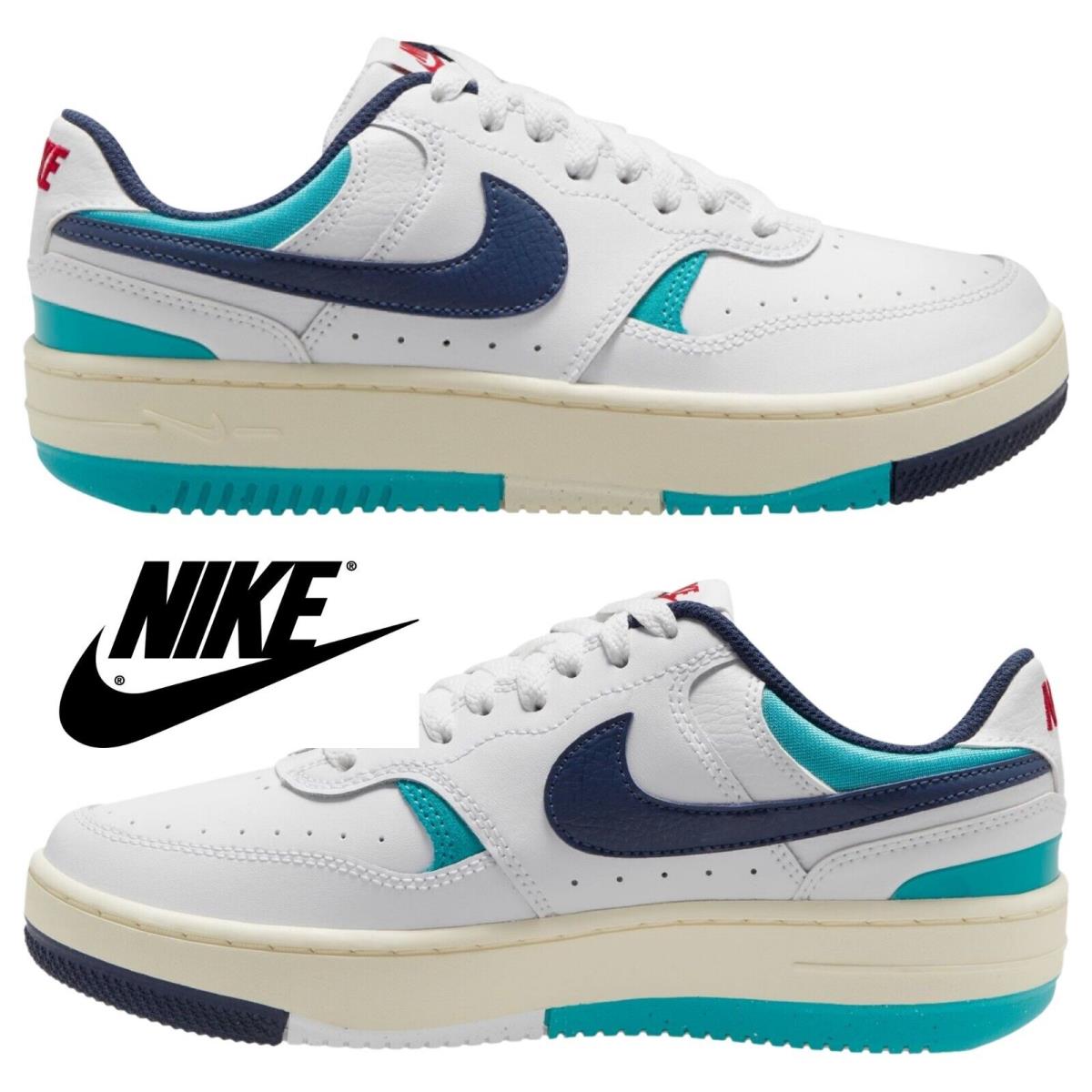 Nike Women`s Gamma Force Shoes Walking Casual Basketball Sneakers White Blue - White, Manufacturer: Midnight Navy/Dusty Cactus