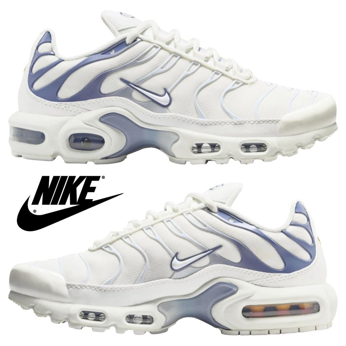 Nike Air Max Plus Women`s Shoes Casual Sneakers Walking Running Trainers White - White, Manufacturer: Blue/White/Grey