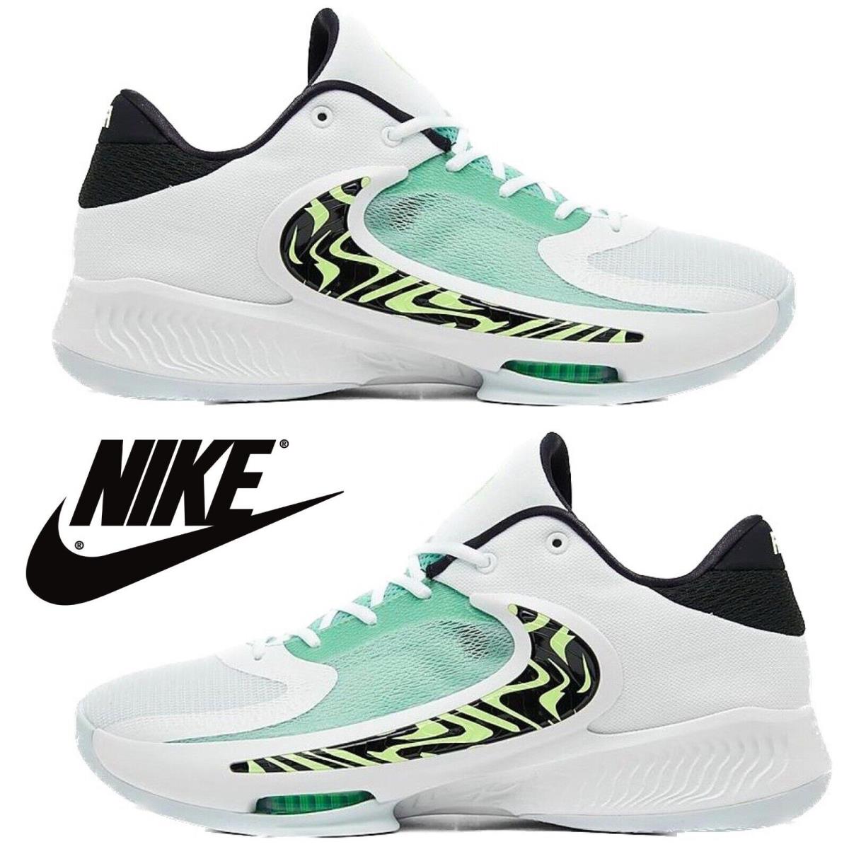 Nike Zoom Freak 4 Men`s Sneakers Basketball Athletic Premium Comfort Sport Shoes - White, Manufacturer: White/Black/Barely Volt