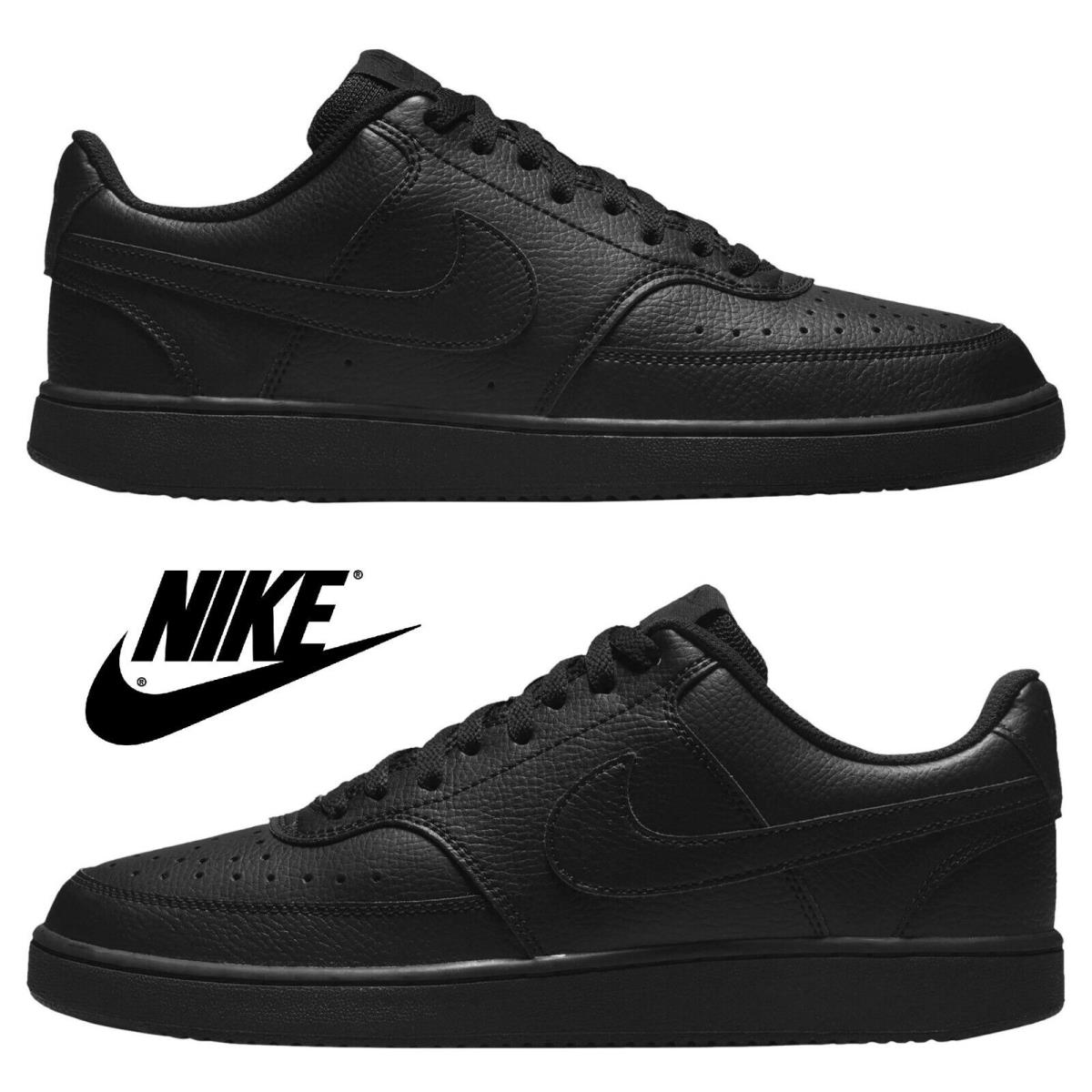 Nike Men`s Court Vision Low Next Nature Sneakers Gym Casual Athletic Sport Shoes - Black, Manufacturer: Black/Black