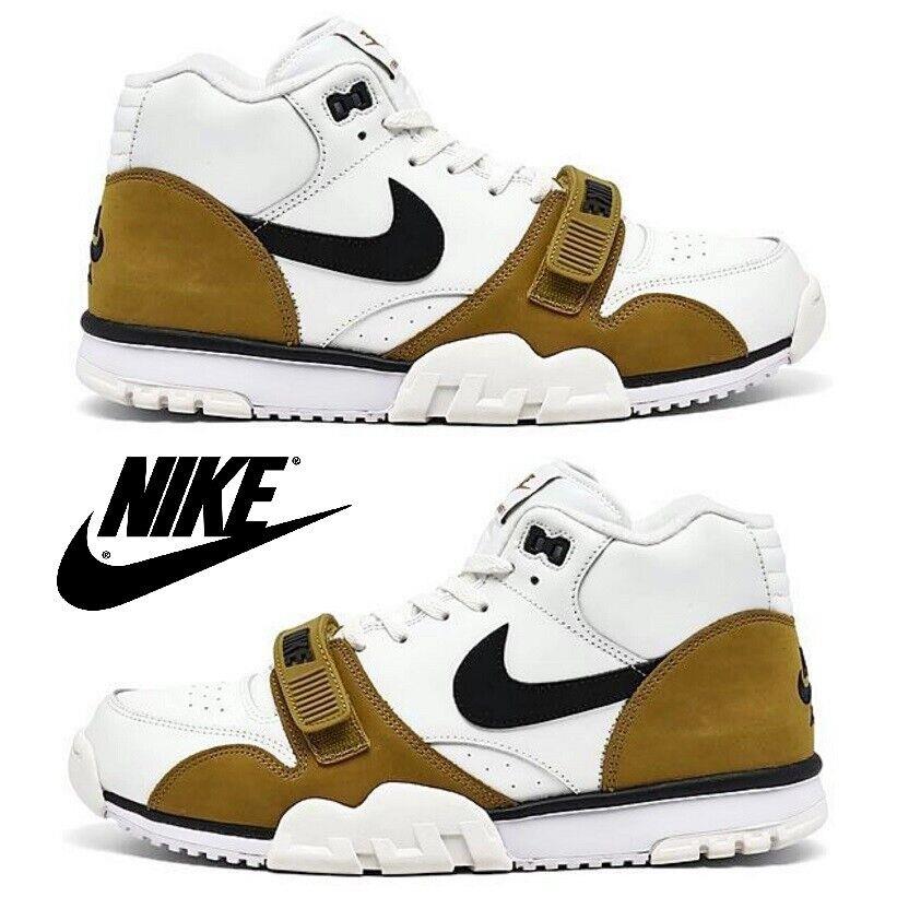 Nike Air Trainer 1 Mid Training Shoes Men`s Sneakers Casual Athletic Mid Top - White, Manufacturer: Summit White/Black/Bronzine/Summit White