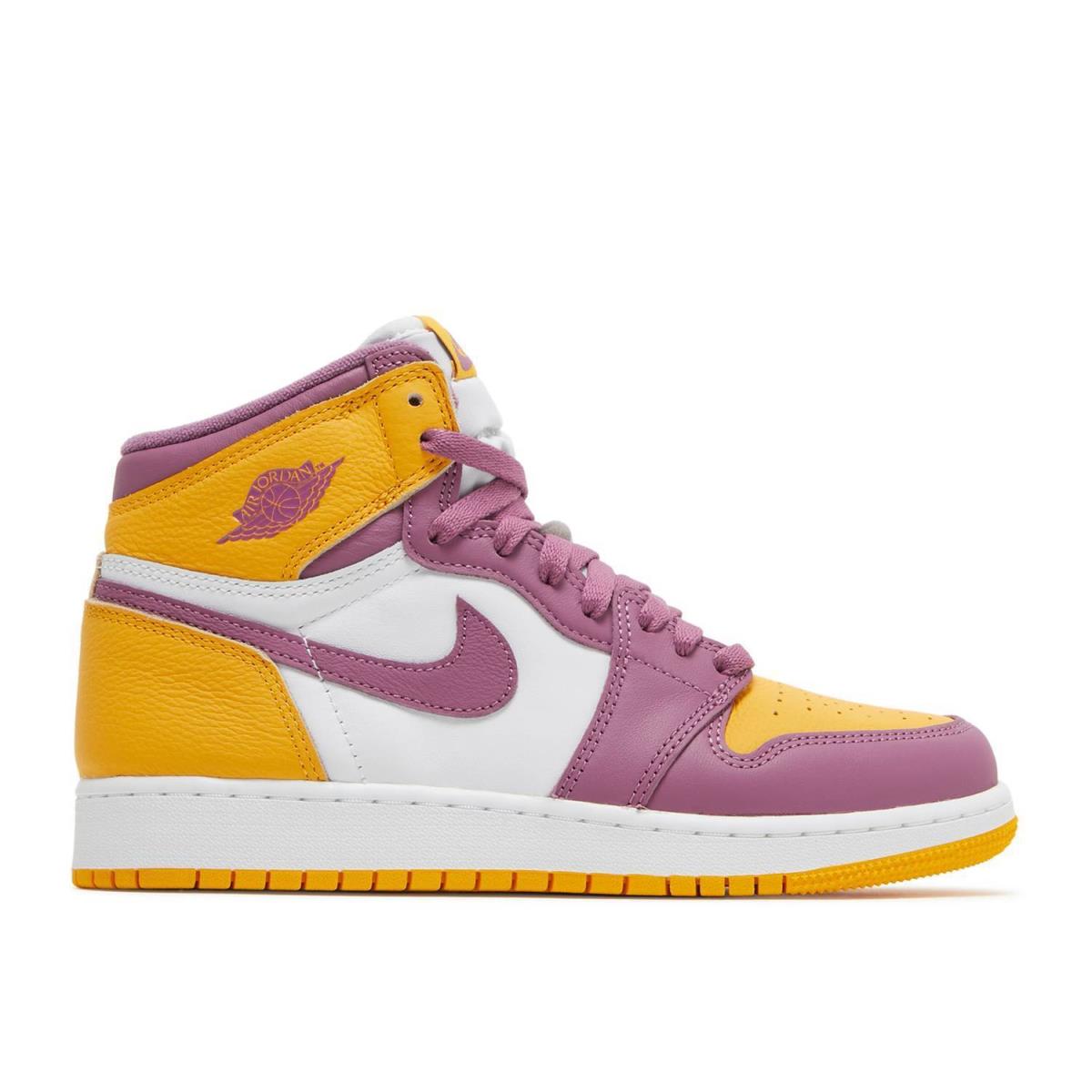 Grade School Youth Size Nike Air Jordan Retro 1 High OG `brotherhood` 575441 706 - University Gold/Light Bordeaux/White