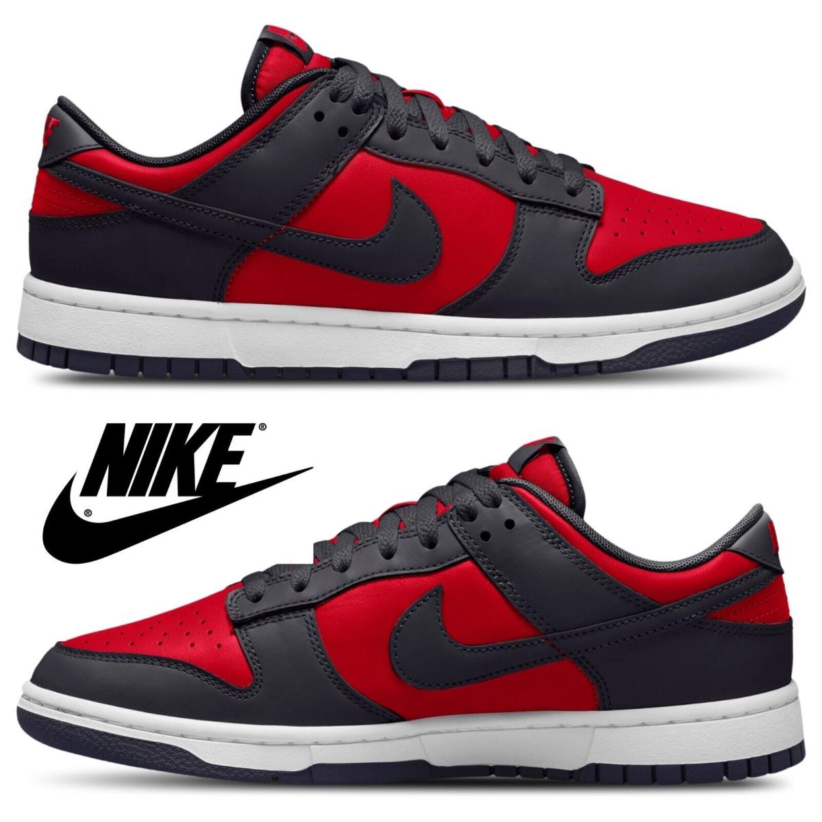 Nike Men`s Dunk Low Shoes Basketball Casual Comfort Sport Sneakers Gym Running - Red, Manufacturer: White/Red/Navy