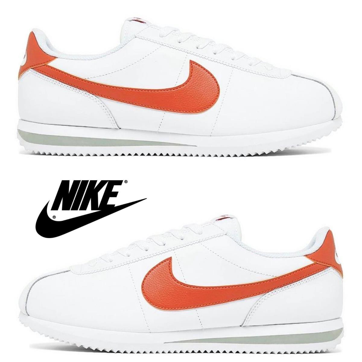 Nike Cortez Men`s Sneakers Casual Athletic Premium Comfort Sport Shoes - White, Manufacturer: White/Campfire Orange/Jade Horizon