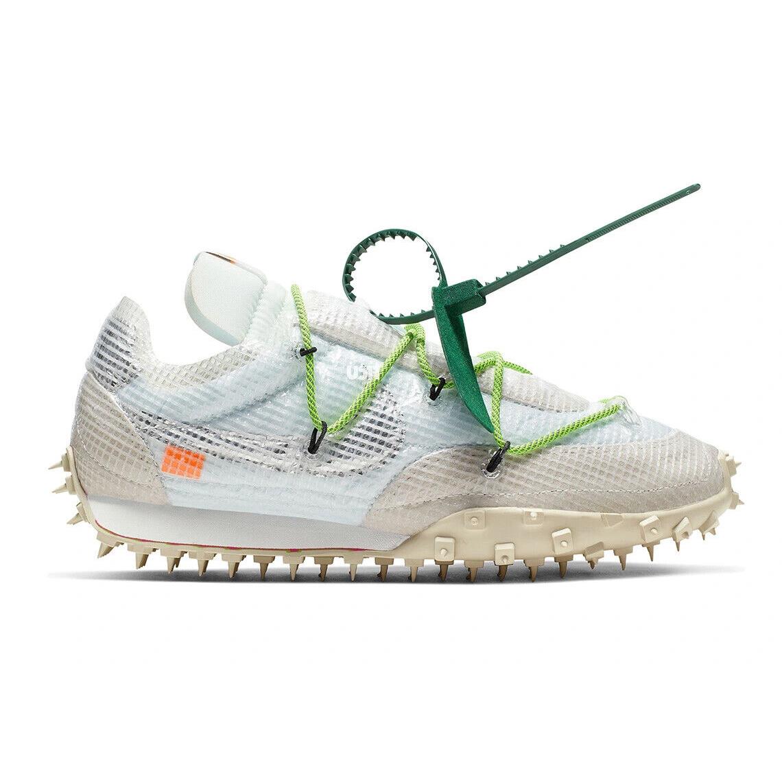Women`s Nike Waffle Racer x Off-white `electric Green` CD8180 100 - White/Electric Green/Black