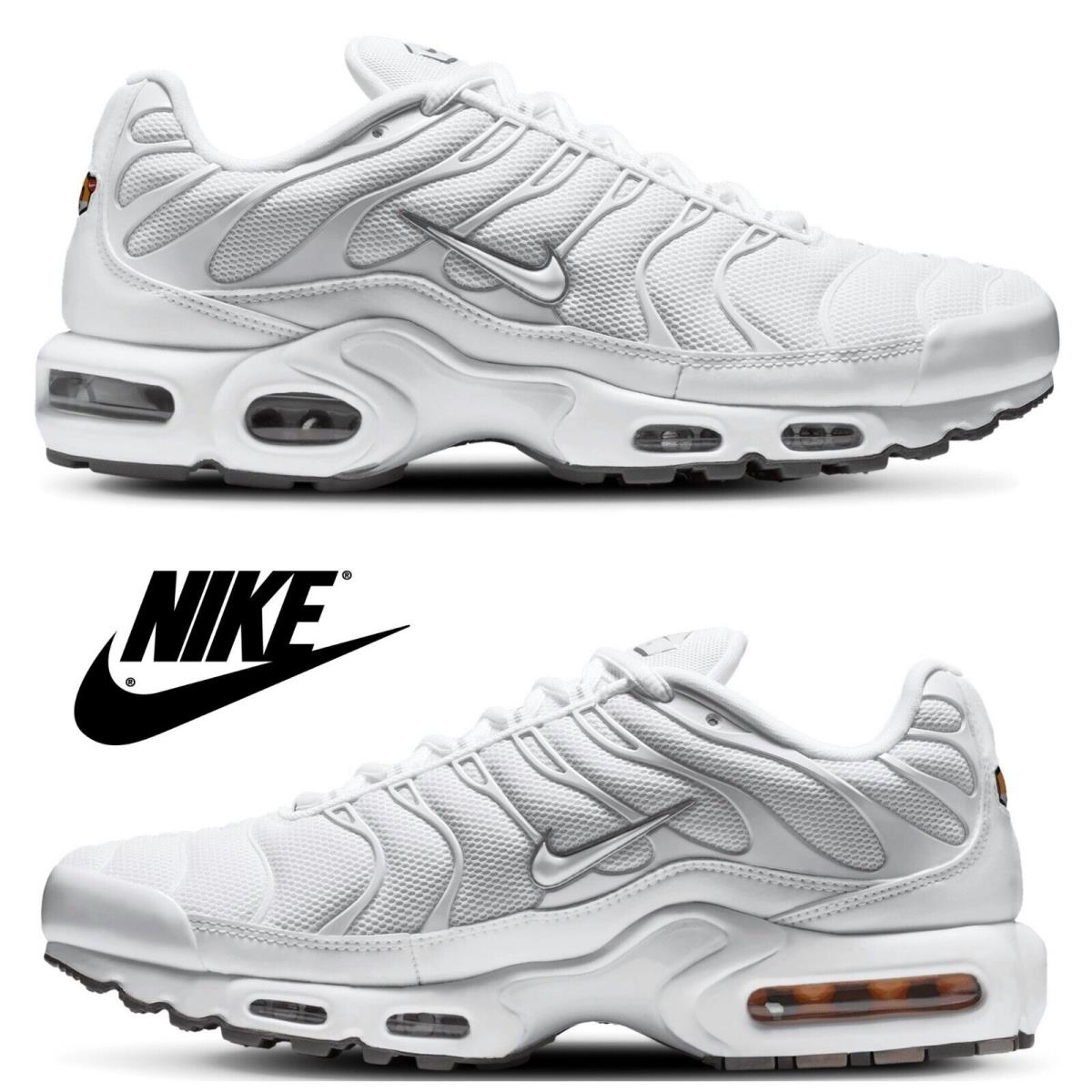 Nike Air Max Plus Men`s Sneakers Casual Athletic Premium Comfort Sport Shoes - White, Manufacturer: White/Black/Cool Grey