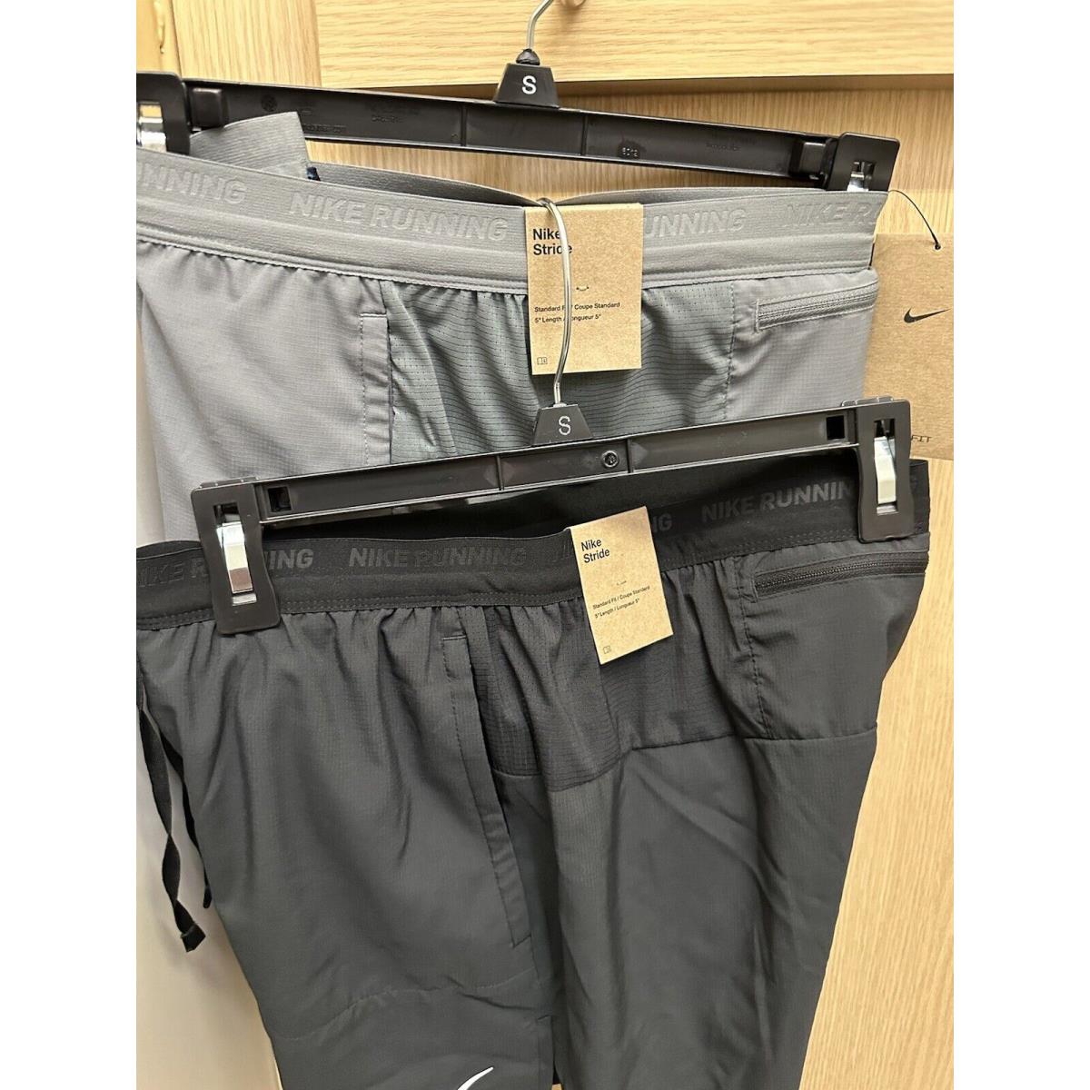 2-NWT-2025-NIKE Mens Flex Stride Running Shorts - Gray+black FN 2992 Small