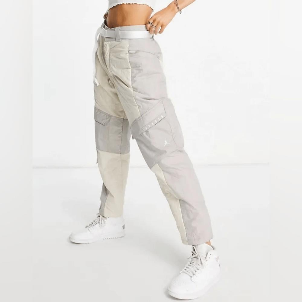 Air Jordan Cozy Girl Utility Puffer Pants Women`s S Synthetic-fill Belted Grey