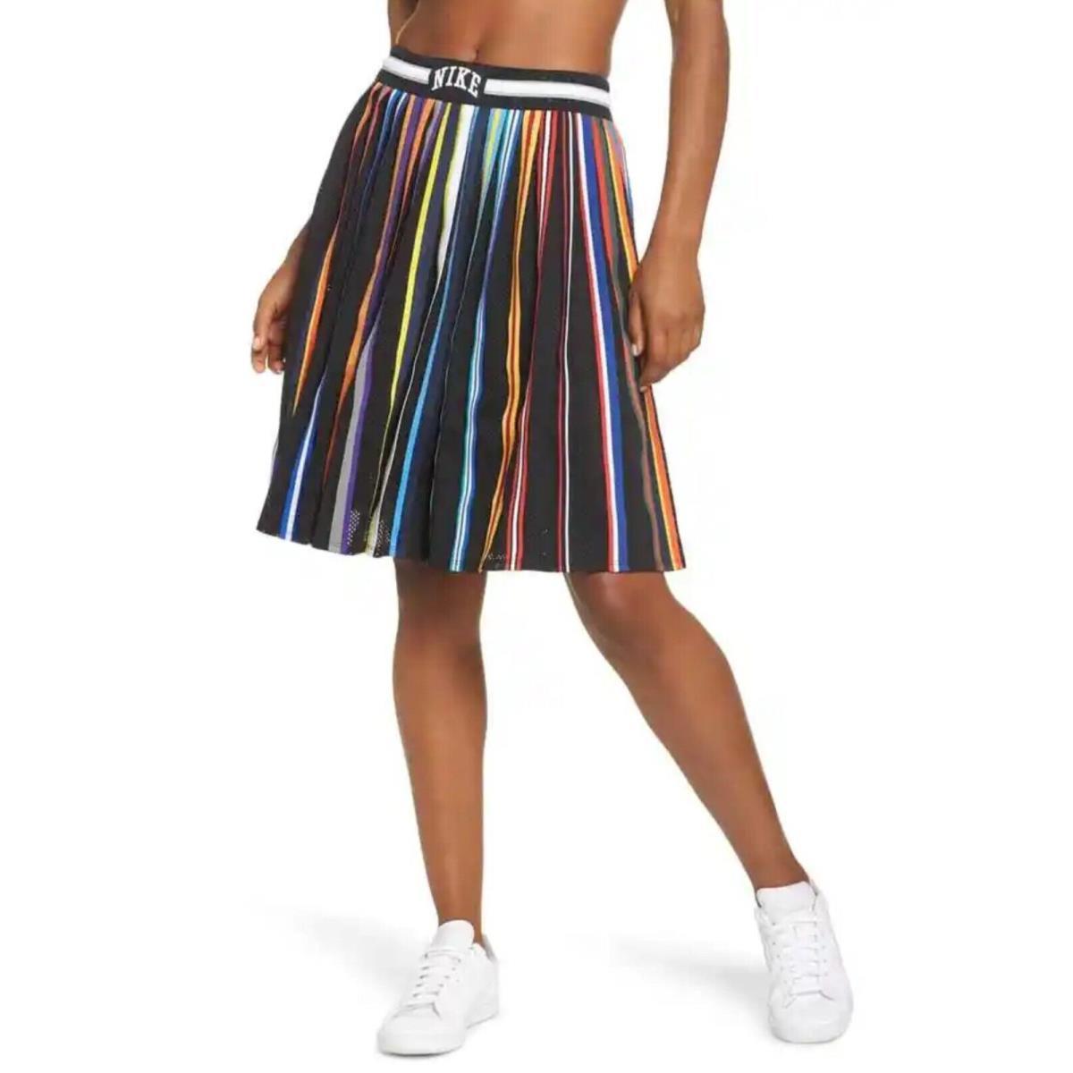 Nike Nikelab Black Rainbow Stripe Pleated Basketball Destroyer Skirt Size M