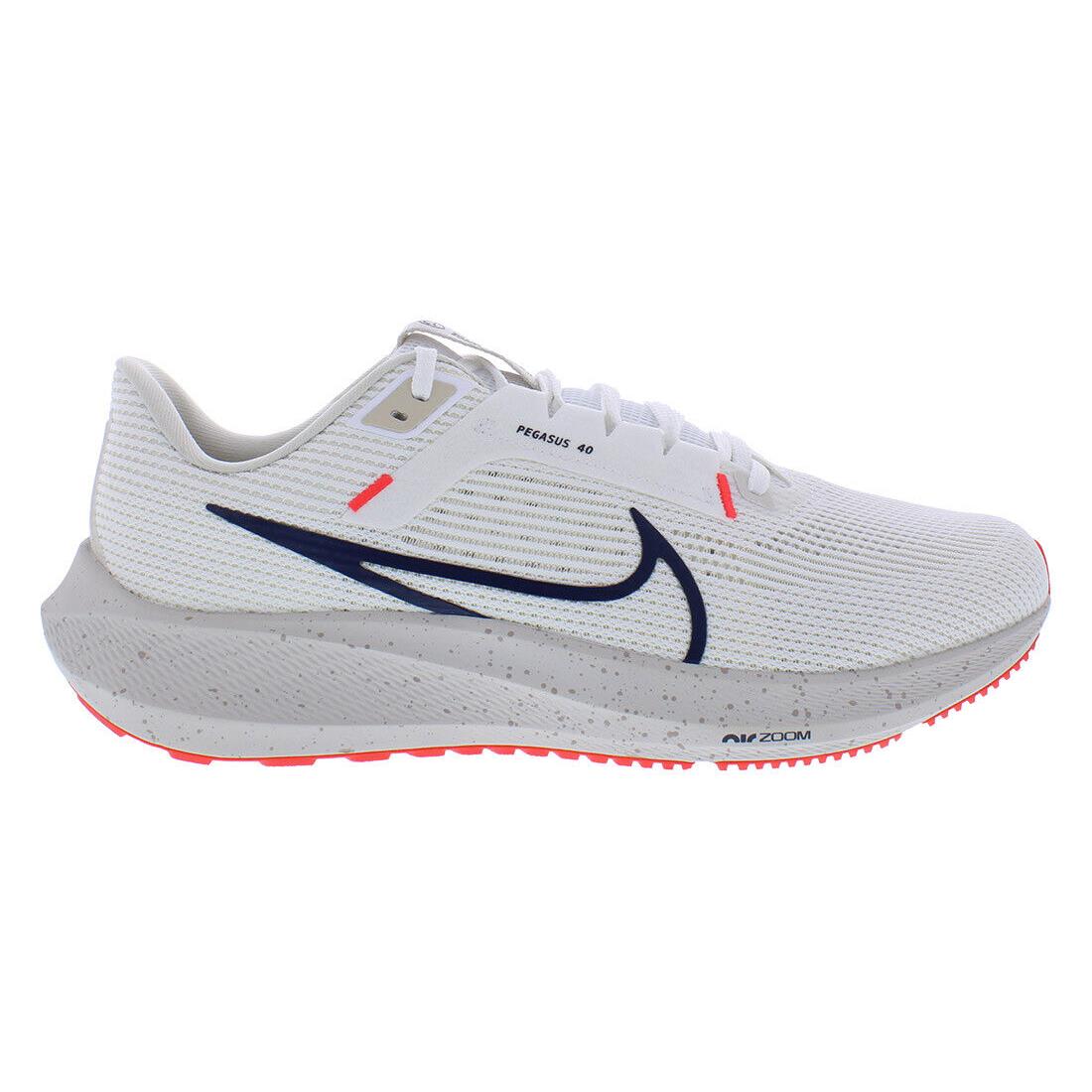 Nike Air Zoom Pegasus 40 Wide Unisex Shoes Size 10.5 Color: White/obsidian - White, Full: White/Obsidian Light Orewood Brown