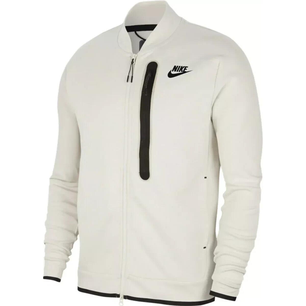 Nike Sportswear Tech Fleece Bomber Jacket Large White Mens Full-zip CZ1797-072