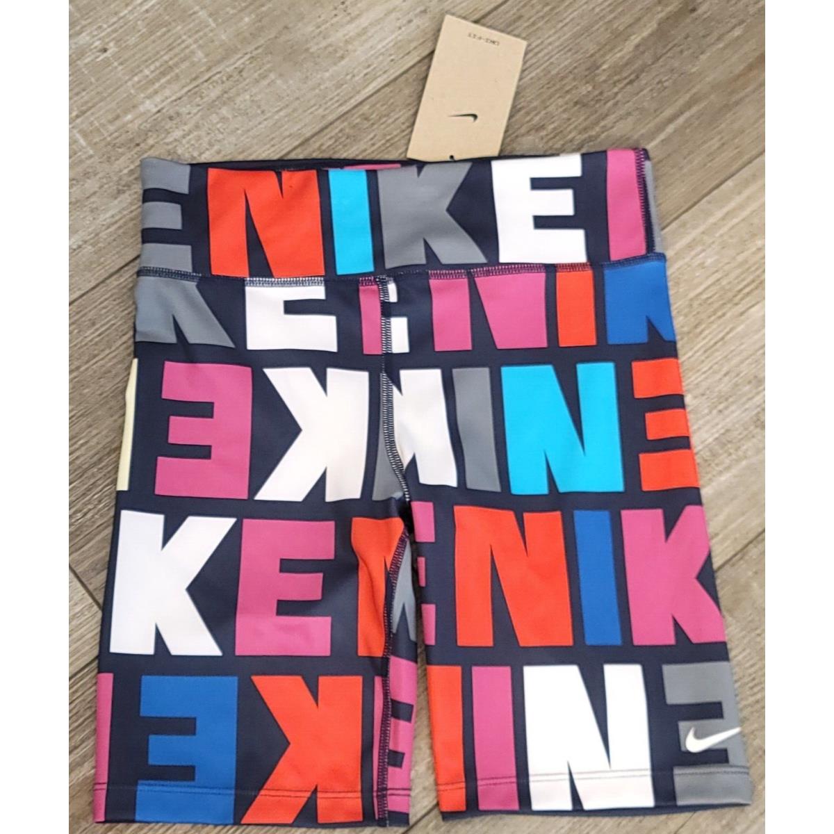 Nike Obsidian Multi Dri-fit One Biker Shorts Girls Kids Size Large DZ4623-451