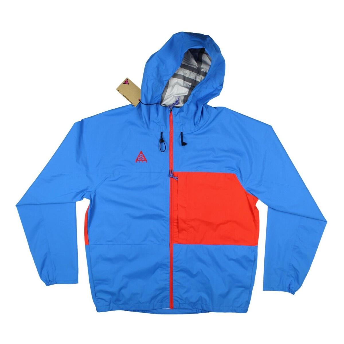 Nike Sportswear Acg Packable Rain Jacket Men`s sz S Small / Blue / Habanero Red