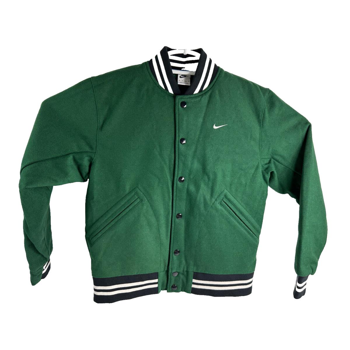 Nike Sportwear Authentics Varsity Jacket Gorge Green White Man Sz XS DQ5010-341