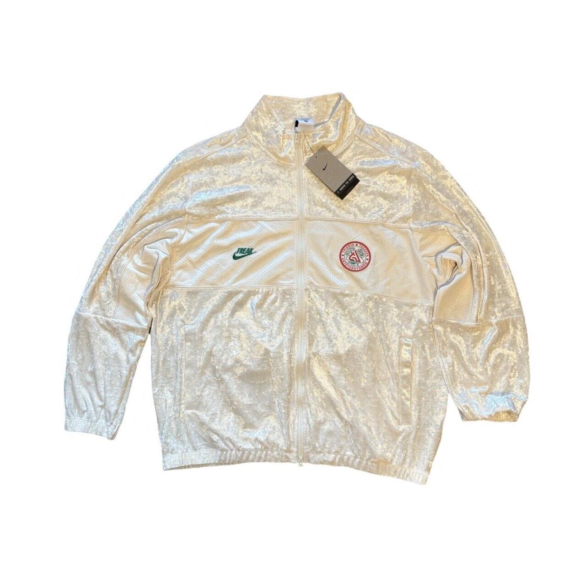 Nike Giannis Freak Velour Full-zip Jacket Men`s Large-tall Ivory FB6992-110