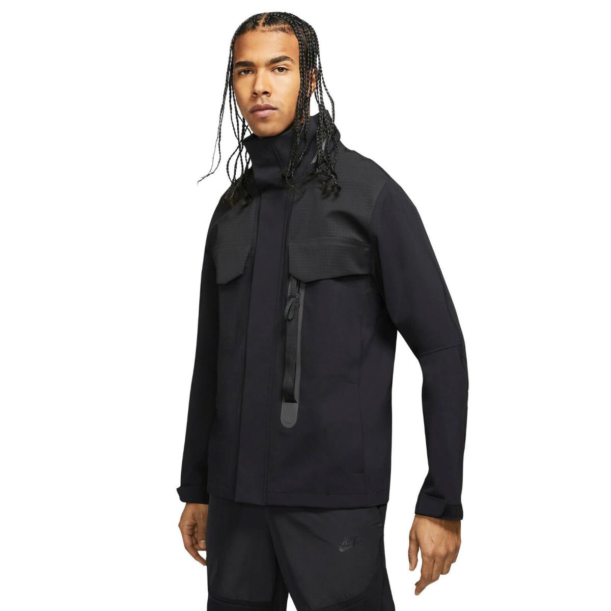 Nike Sportswear Tech Pack Mens Medium M65 Waterproof Hooded Jacket Black