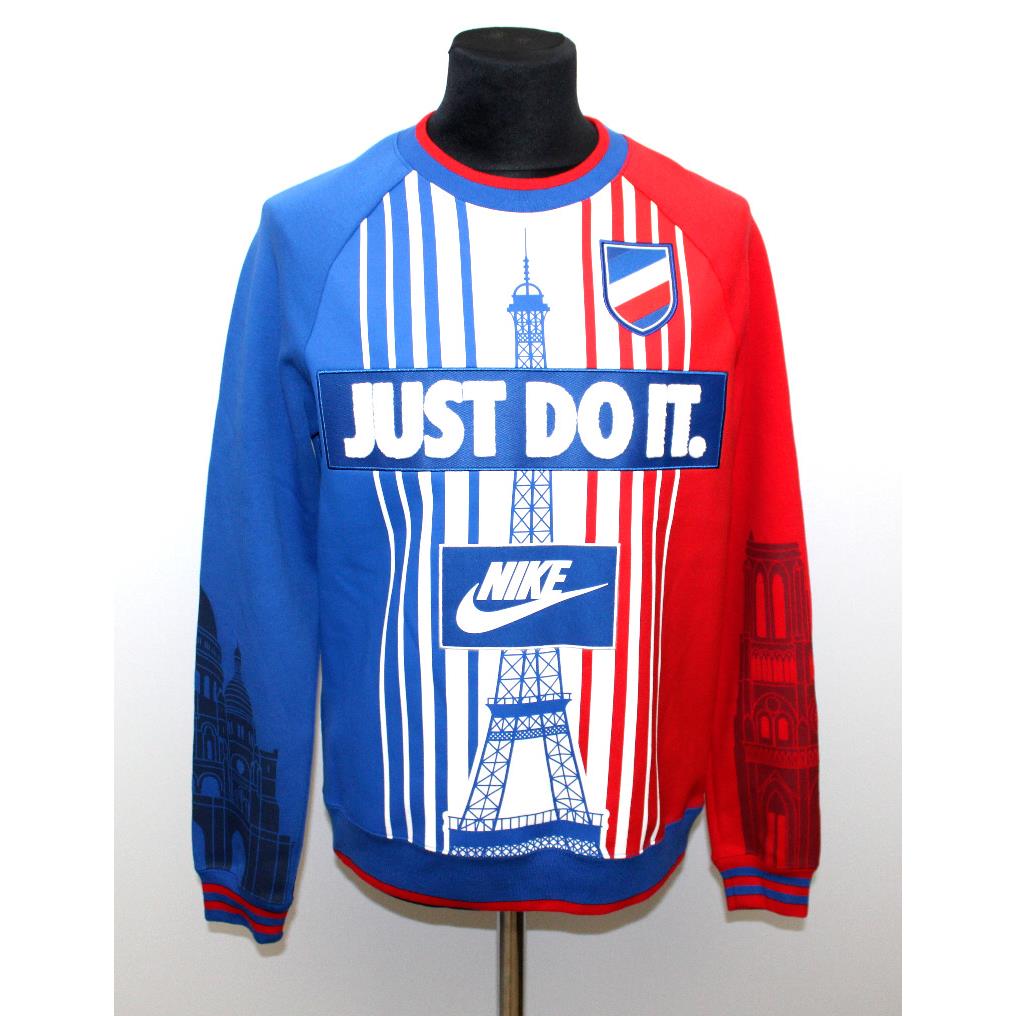 C0 Nike City Version Multicolor Splicing Red Blue Sweatshirt Sz S