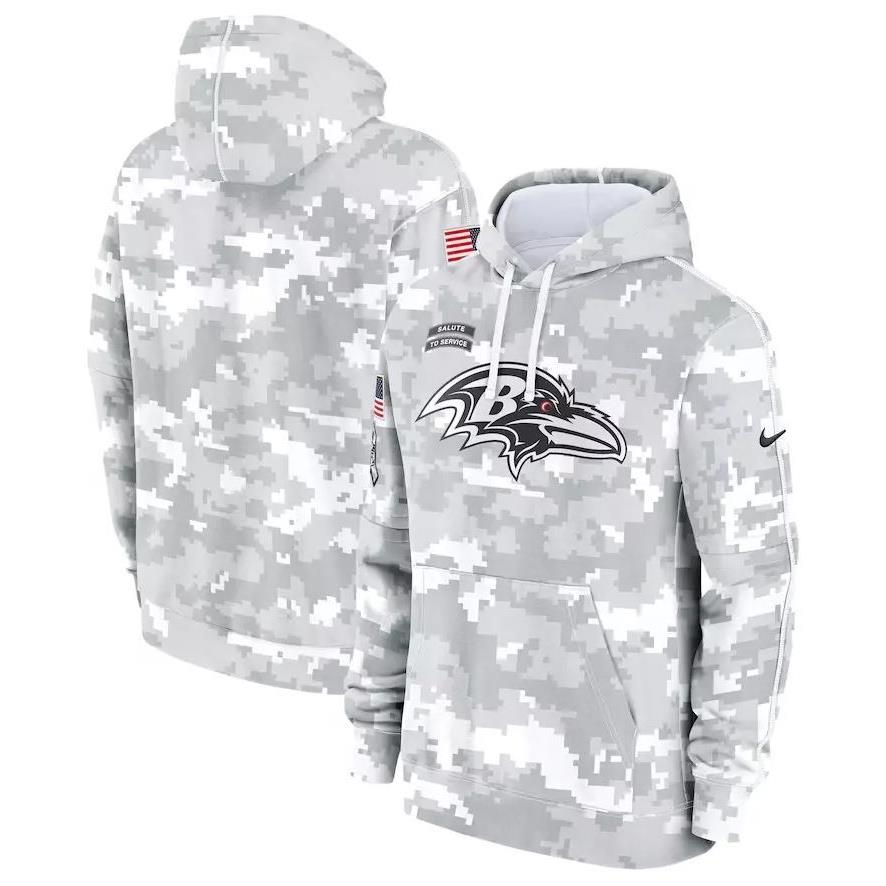 Nike Men`s Baltimore Ravens Salute to Service Arctic Camo Hoodie 2024 Sz Medium