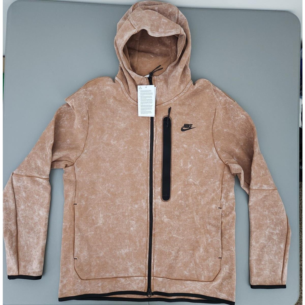 Nike Men`s Tech Fleece Washed Full-zip Hoodie Jacket Mineral Clay DM6515-215 M