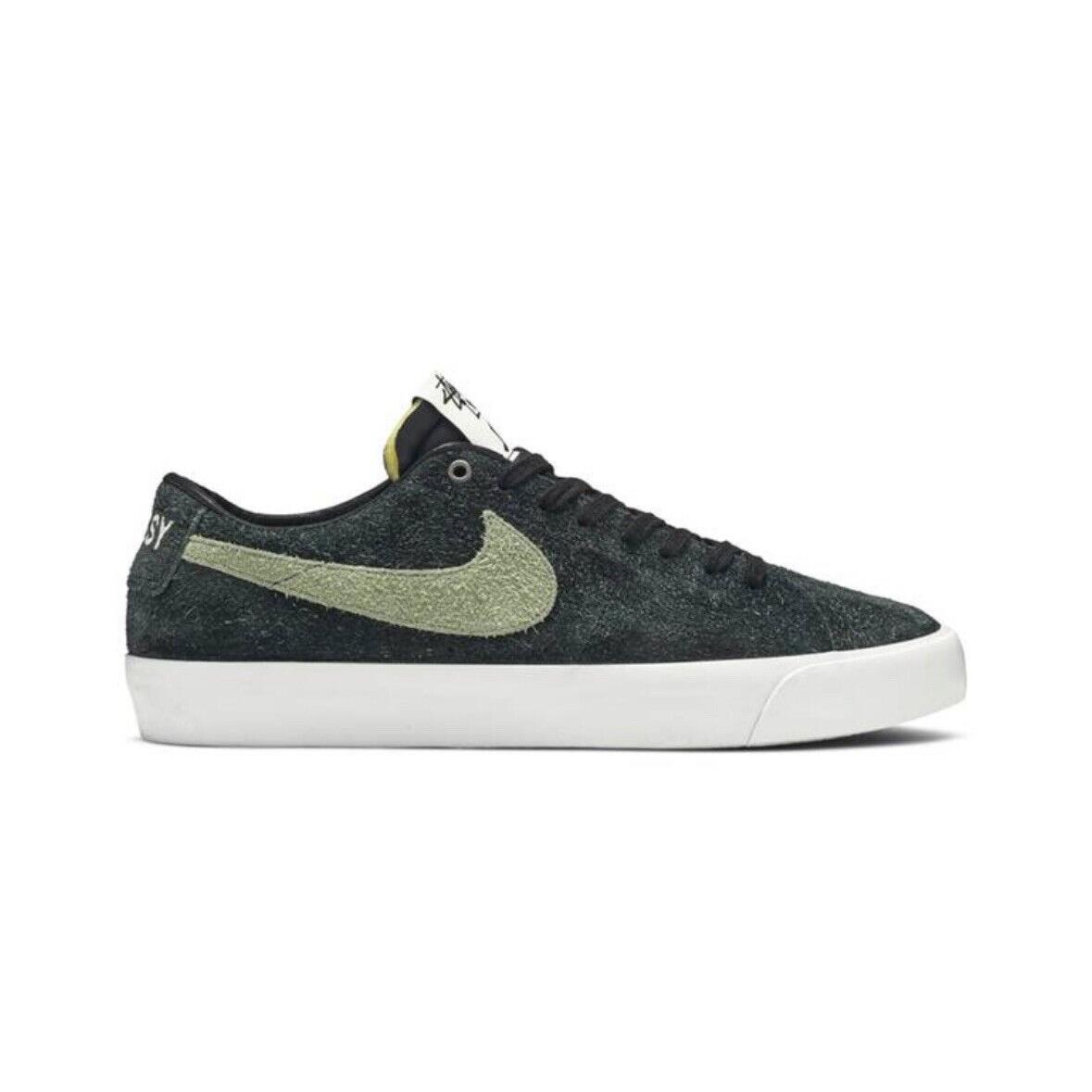 Nike SB Stussy Blazer Low QS Palm Green Suede BQ6449-001 Men s 4/ Wmns 5.5 - Green, Manufacturer: BLACK/PALM GREEN