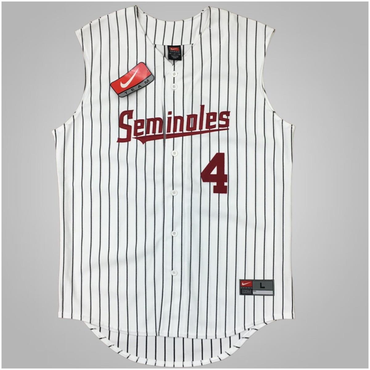 Nike Seminoles Pinstripe Men`s Sleeveless Baseball Jersey L Vintage 2001 Y2K