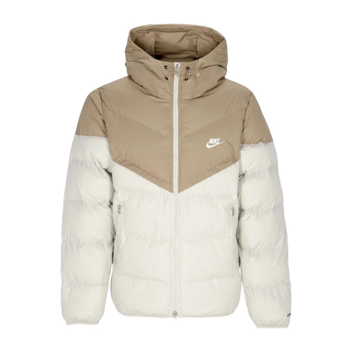Nike Men`s Storm Fit Full-zip Hooded Down Filled Jacket Khaki Light Bone Xxl