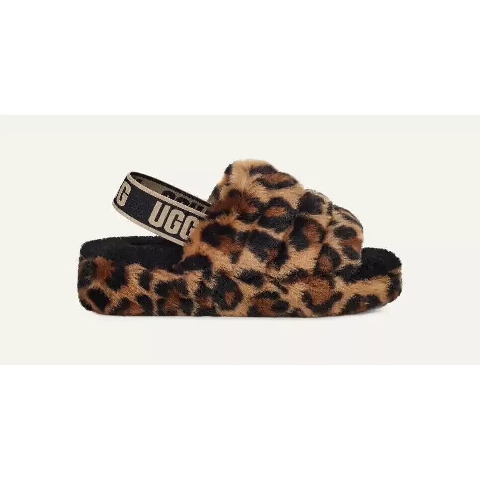 Ugg Women`s Fluff Yeah Slide Spotty Animal Print Slipper 1130883 Size 6