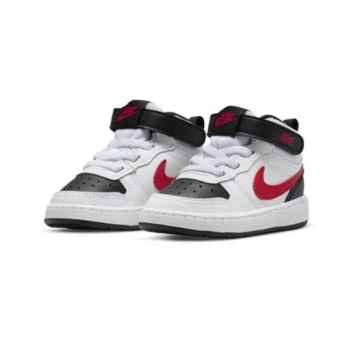 Nike Infant Court Borough Mid 2 White University Bed Black CD7784110 - WHITE UNIVERSITY BED BLACK