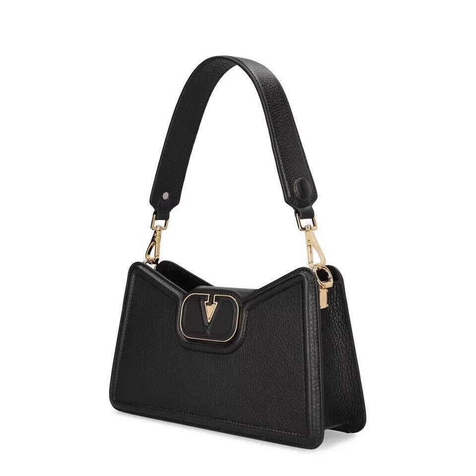 Valentino Garavani Black Leather Vlogo Shoulder Bag