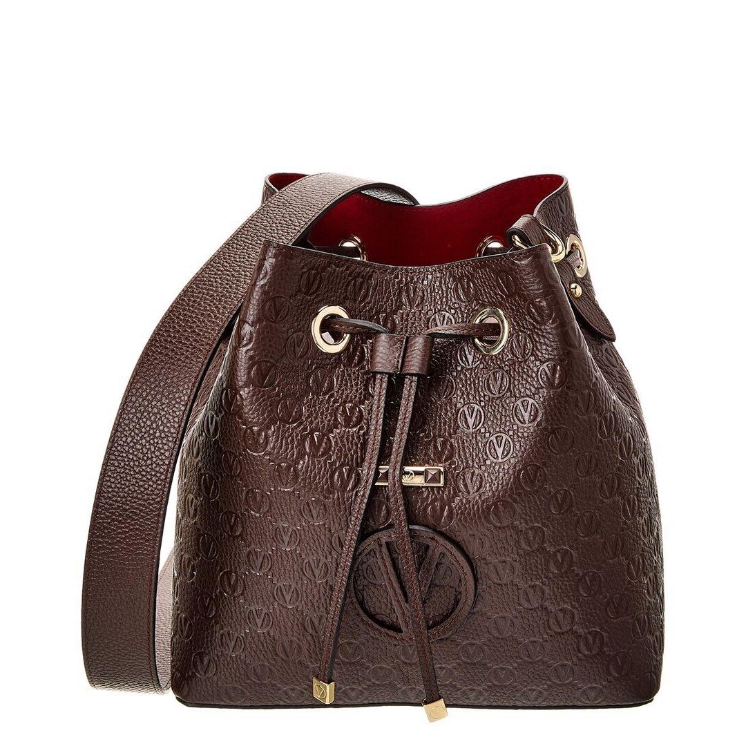 Valentino By Mario Valentino Karl Medallion Leather Bucket Bag Women`s Brown