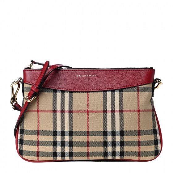 Burberry Horseferry Check Peyton Crossbody Clutch Bag Red