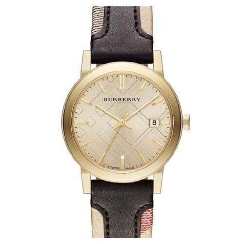 Burberry Unisex Double Leather Analog Quartz 38mm Watch BU9032 Gold
